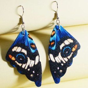 Boho Soft PU Leather Colorful Butterfly Wing Earrings